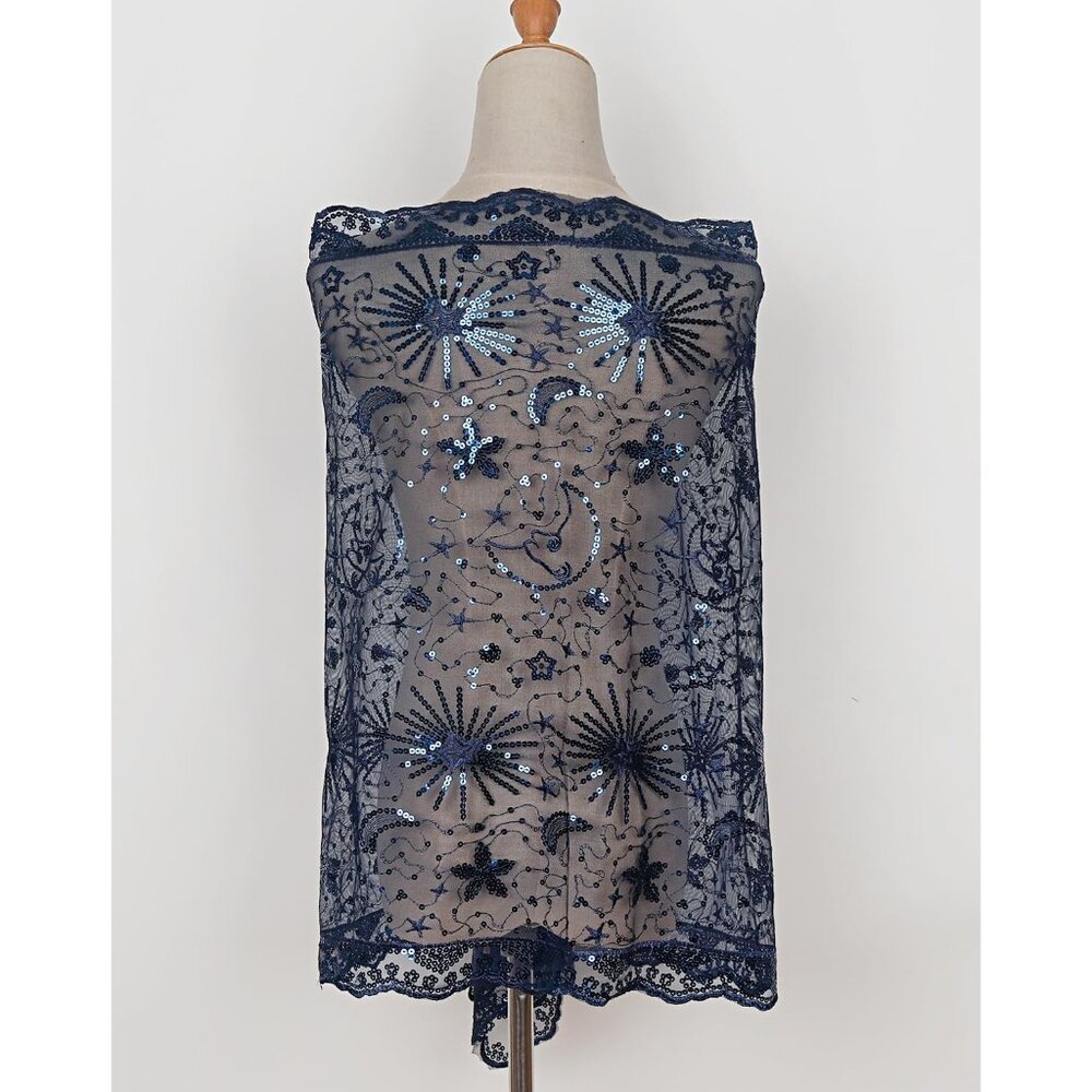 WOMEN'S 1920s Sequined Shawl Wraps - navyblue - Picture 2 of 8